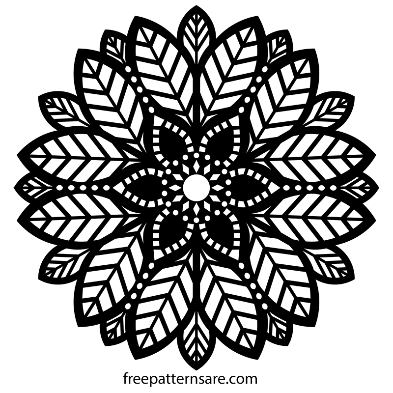 Mandala ornament vector art design. Black and white mandala transparent image.
