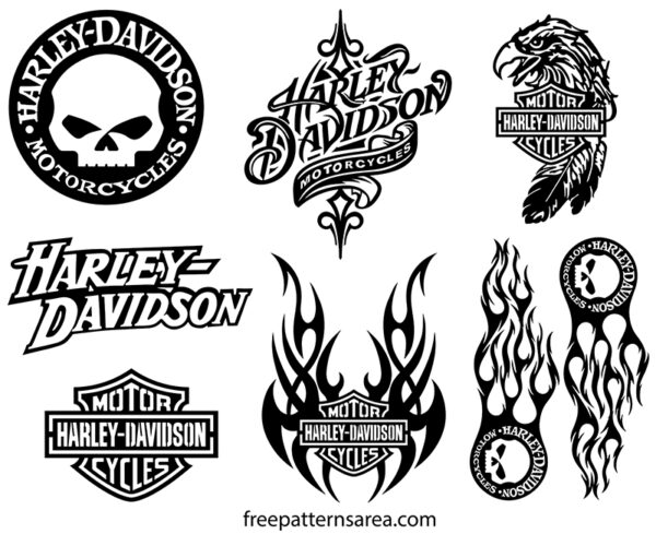 Harley Davidson symbol-logo vector art designs. Harley davidson PNG, EPS, DXF letter, font, txt images clipart graphics.