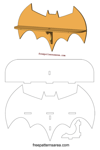 Laser Cut CNC Batman Wall Shelf Plan