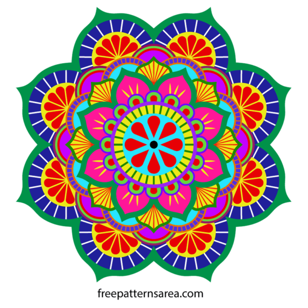 Circle Flower Mandala Colorful EPS Graphic Design Image