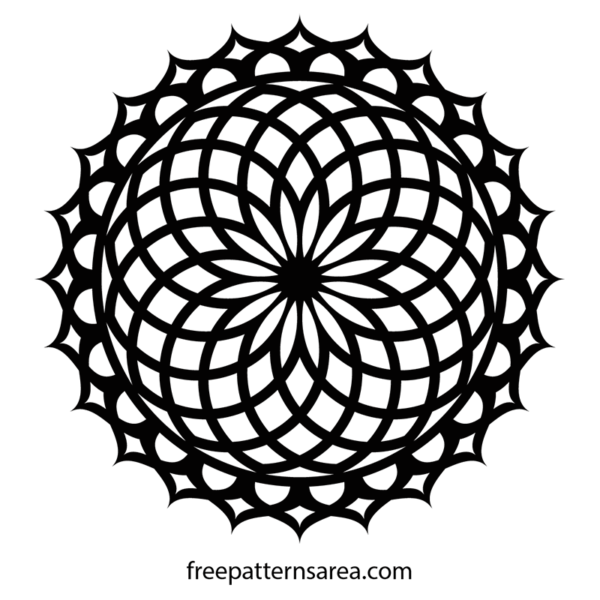 Ornamental geometric lotus mandala vector design. Free dxf and png files.