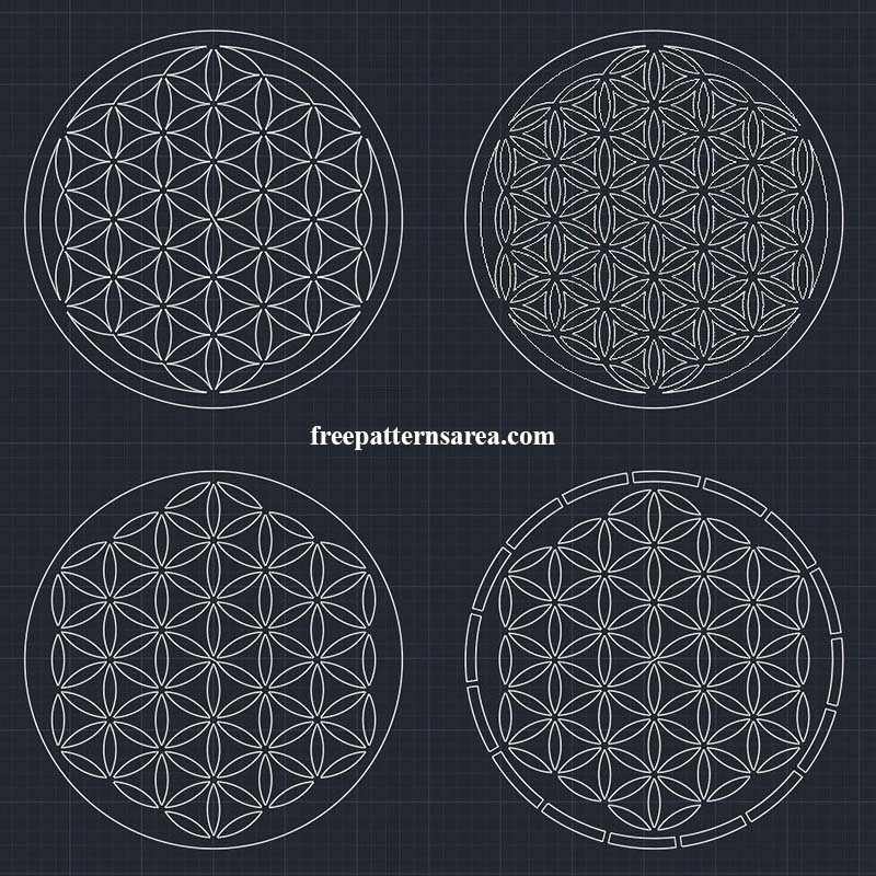 Sacred geometry DWG CAD drawings. Flower of Life CAD blocks for AutoCAD.