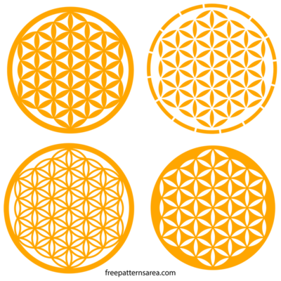 Geometry Flower of Life Stencil Silhouette SVG Images Free