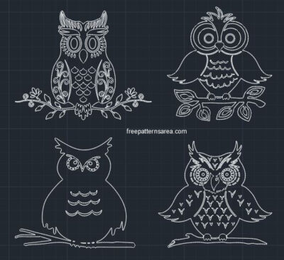 Owl DWG CAD Block File for Autocad
