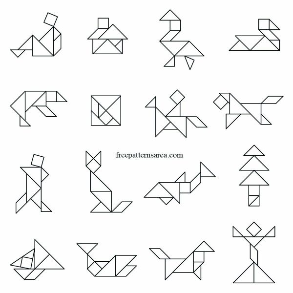Tangrams Line Free Printable Tangram Patterns for Creative Puzzle Making
