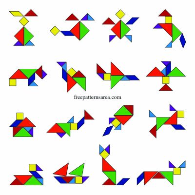 Sequencial Pattern Using Tangrams Free Printable Tangram Patterns for Creative Puzzle Making