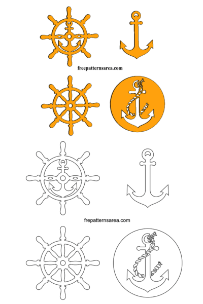 Wooden Anchor Rudder Template for Crafting.