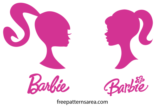 Barbie silhouette svg file free. Barbie head pink logo design for Cricut and Silhouette Cameo.