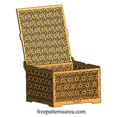 Wood Laser Cut Box Project With Geometric Flower Ornament