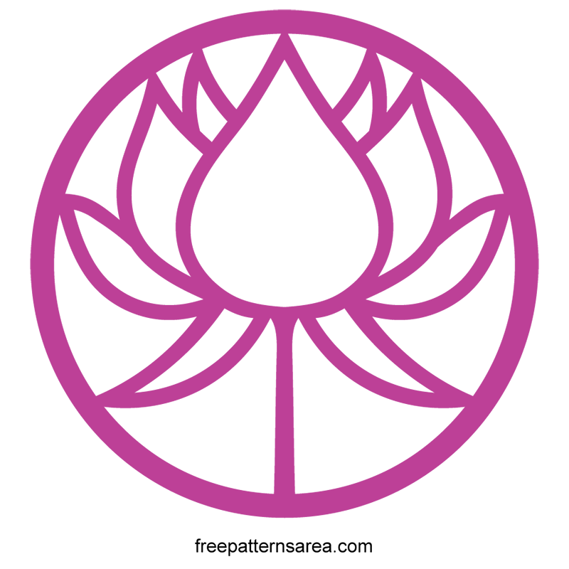 Circle Lotus Flower Silhouette Free Vector Pattern 