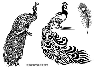 Transparent Peacock silhouette vector designs. Peacock clip art black and white in PNG, EPS and DXF graphic files.
