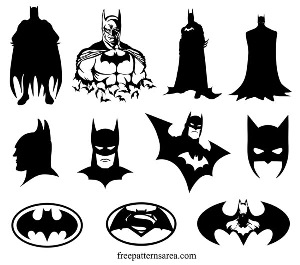 Transparent Batman silhouette vector design. Batman black and white clipart illustration images.