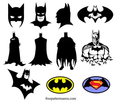 Black And White Batman Silhouette Vector Designs | FreePatternsArea