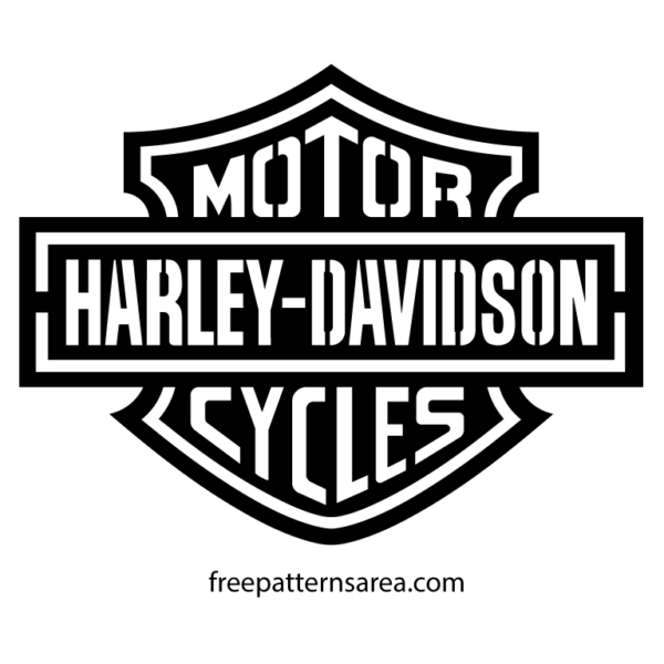 Blac and White Harley Davidson Logo Silhouette Stencil