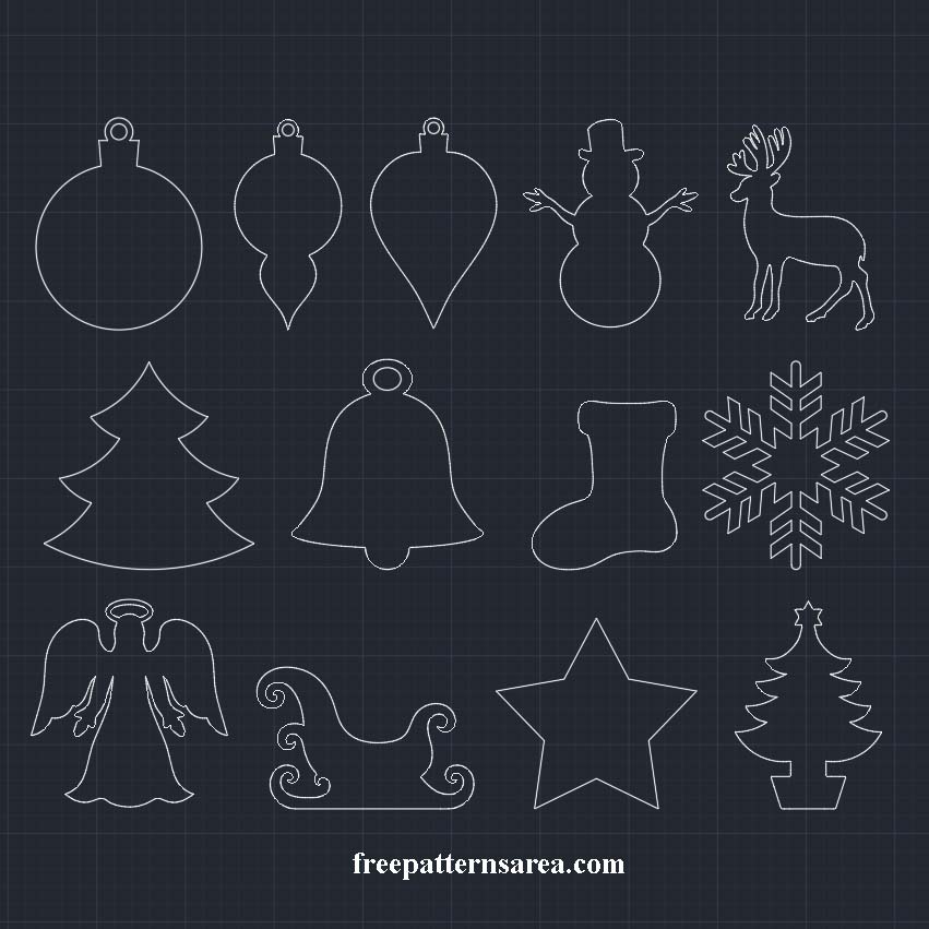 Christmas Ornaments DWG & DXF CAD Blocks for AutoCAD