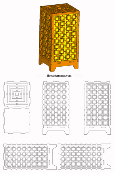 Light Box Dxf Wooden Light Box & Table Lamp Shade DXF Plan for Laser Cutting