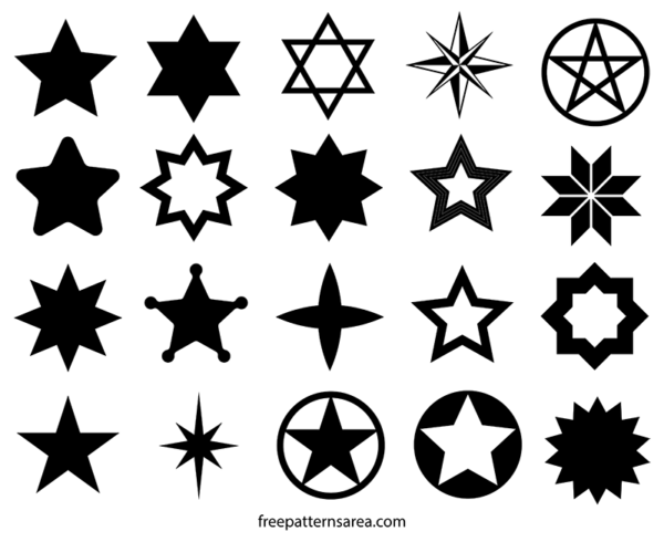 Free star shape silhouette vectors. Free eps, dxf, png files