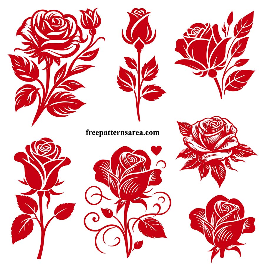 Free red rose silhouette SVG cut file for Cricut and vinyl cutting, perfect for DIY and crafting projects.