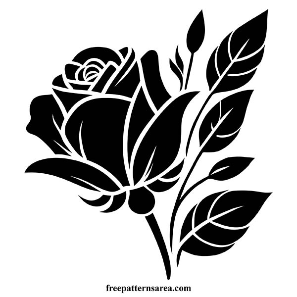 Rose flower stencil vector drawing for painting, scarpbooking and all craft projects.