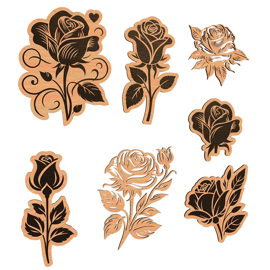 Free download rose DXF patterns for CNC laser cutting and engraving.