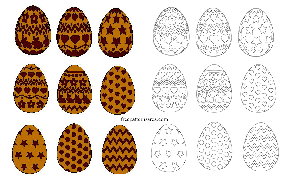 Explore Easter egg designs for wood burning, carving, and engraving. Perfect patterns for crafting unique wooden Easter decor.