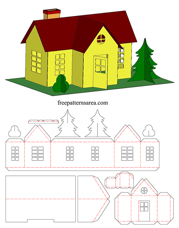 Printable 3d Paper House Template for Craft
