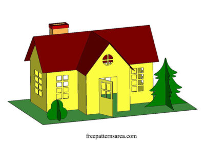 Simple 3D model paper house design for craft. 3D SVG cut file for Cricut.