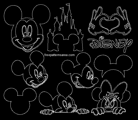 Disney Mickey Mouse Autocad Dwg 2D CAD Block files.