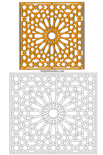 Wooden Geometric Islamic Ornament Cut Out Template. 