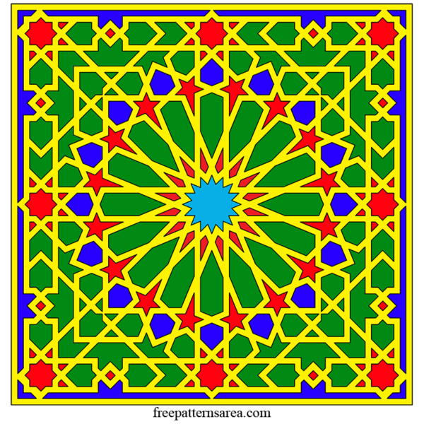 Islamic Arabesque Geometric Art Vector Pattern | FreePatternsArea