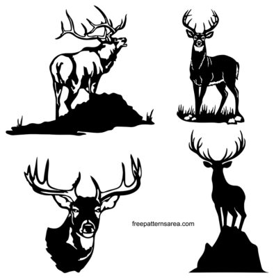 Deer silhouette vector free download dxf file. Transparent black deer clipart illustration.