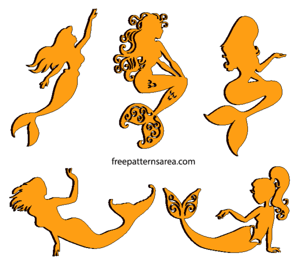 Mermaid Silhouette Clipart Vector Free Cut Files