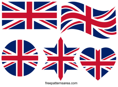 Union Jack United Kingdom flag vector images. UK flag transparent svg, dxf, png clip art files.
