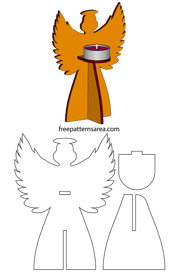 Create this beautiful angelic wooden candle holder with our free laser cut template.
