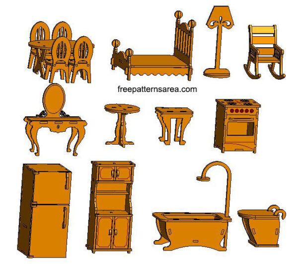 Laser Cut Furniture Template for Dollhouse