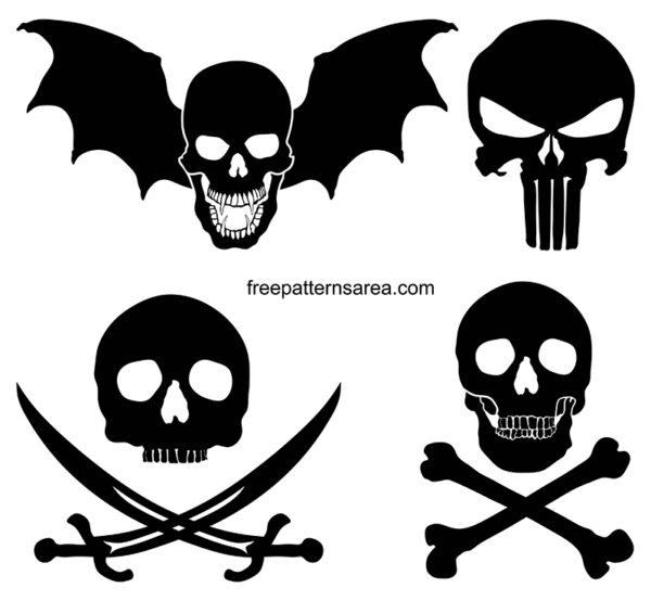 Transparent skull silhouette clipart vector images. Skull png, dxf, cdr graphic files.