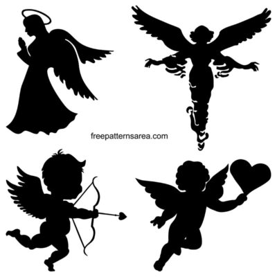 Angel silhouette free downloadable vector images. Angel clipart graphic designs. Free angel dxf, eps, png, cdr files