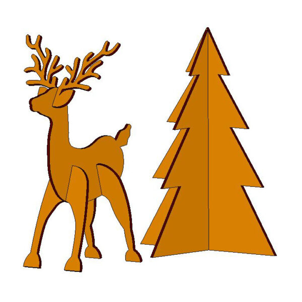 Laser cut wood 3d reindeer and christmas tree project. 3d christmas decorations templates free.