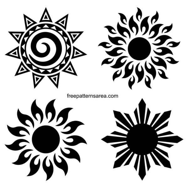 Clipart sun silhouette vector art design files. Black and White sun dxf, eps, png transparent graphic images.