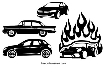 Black and white car silhouette vector.Free Car PNG, DXF graphic files.