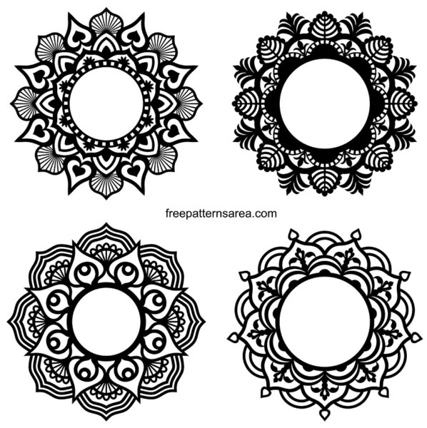 Explore beautifully decorated circle mandala monogram frames with intricate silhouettes in this collection of vector designs. Perfect for adding an artistic touch to your projects.
