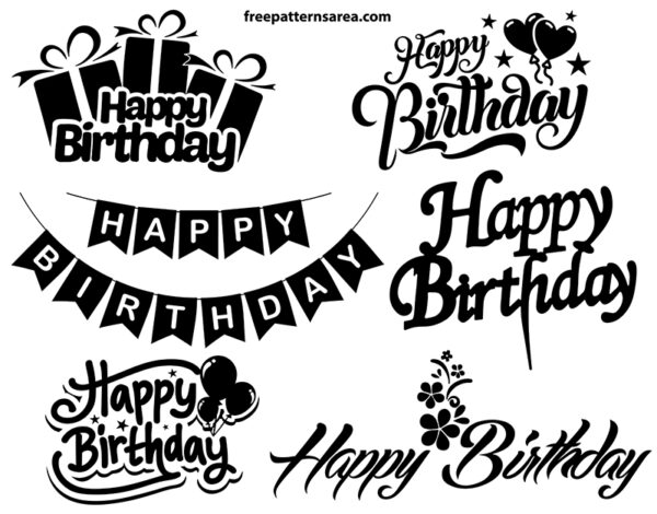 Happy birthday font clipart vector designs. Happy birthday silhouette transparent.