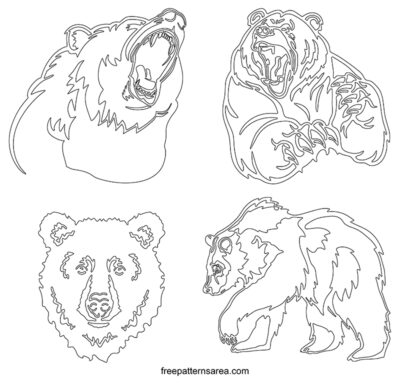 Printable Bear Outline Templates. Bear cutout PDF pattern drawings