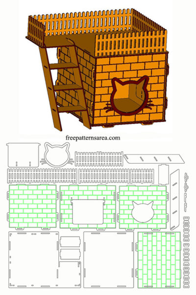 Free download laser cut cat house plan. Cat house pdf template for laser cutters.