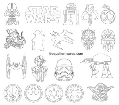 Printable Star Wars character outline template. Star Wars PDF pattern drawings for cut out.