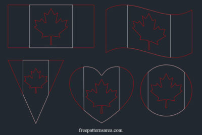 Canadian flag dwg cad block file for Autocad