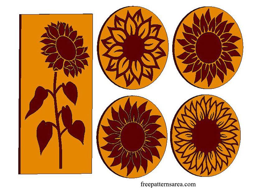 Sunflower Wood Burning And Engraving Patterns