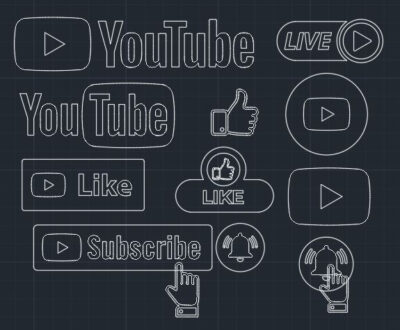Youtube Logo and Buttons DWG CAD Blocks File