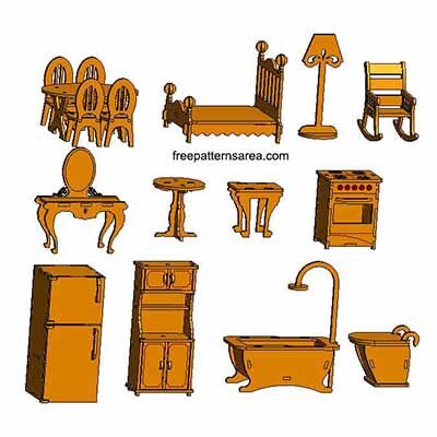 Laser Cut Toy Furniture DXF Plans for Doll House