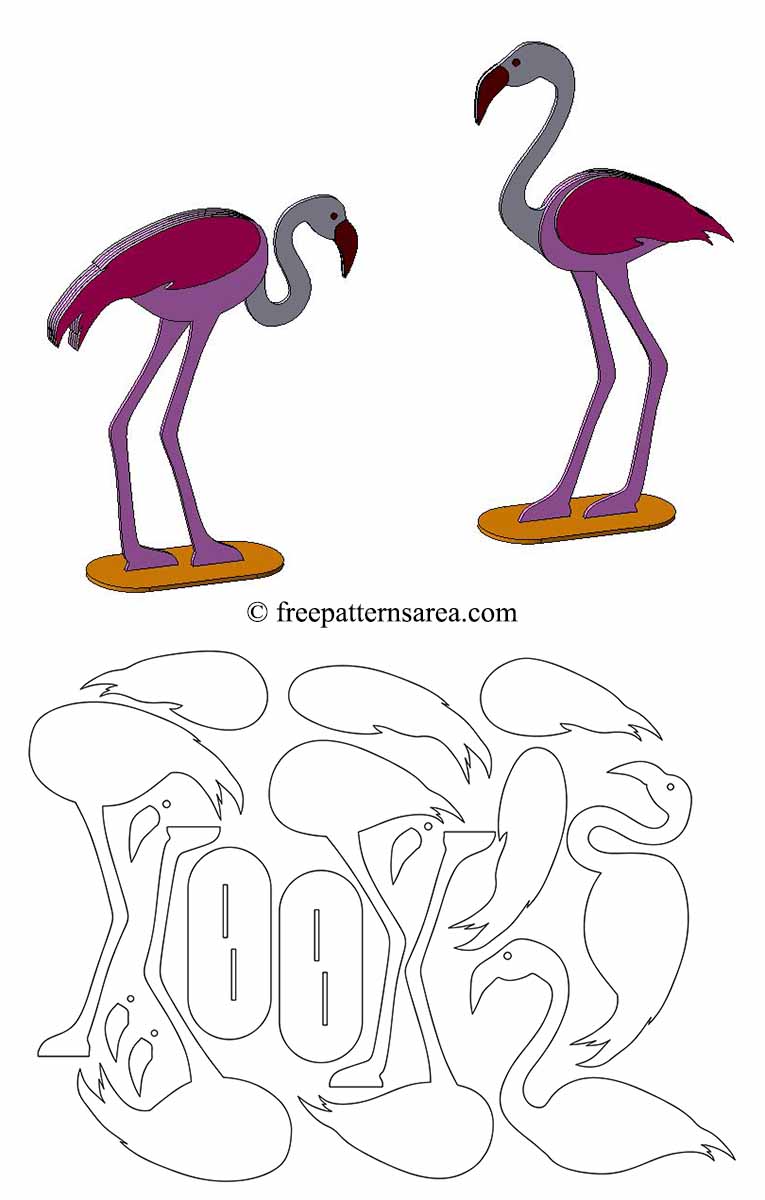 3d Printable Cardboard Flamingo Animal Templates For Craft